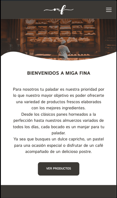 Migafina mobile view